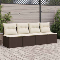 Set Divano Giardino 4 pz con Cuscini-Sofa da Giardino-Divanetto da esterno Marrone Polyrattan Acacia 452335
