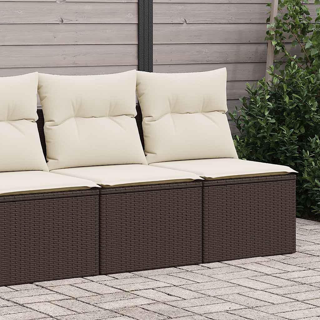 Set Divano Giardino 4 pz con Cuscini-Sofa da Giardino-Divanetto da esterno Marrone Polyrattan Acacia 452335