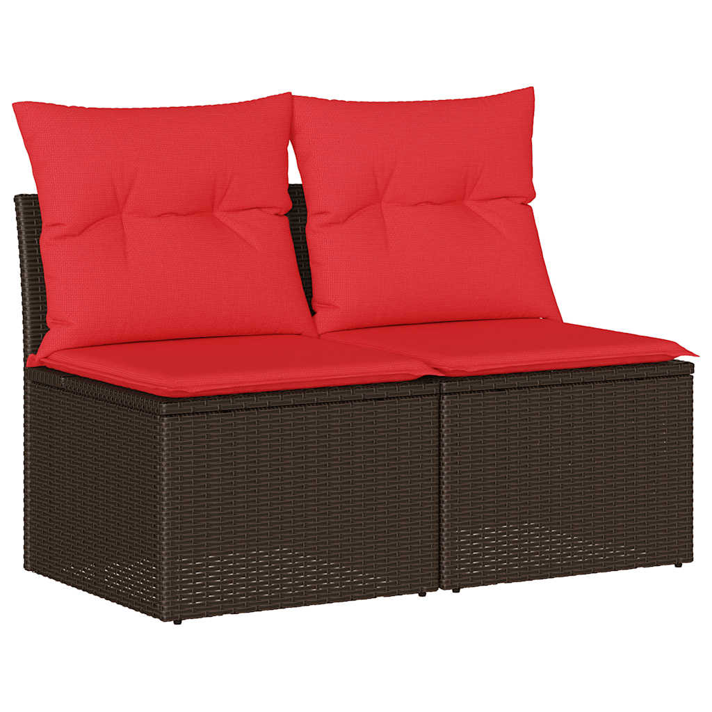 Set Divano Giardino 4 pz con Cuscini-Sofa da Giardino-Divanetto da esterno Marrone Polyrattan Acacia 883512