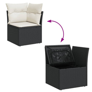 vidaXL Set Divani da Giardino 4 pz con Cuscini Nero in Polyrattan