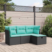 Set Divani da Giardino 4 pz con Cuscini Nero in Polyrattan 3325253