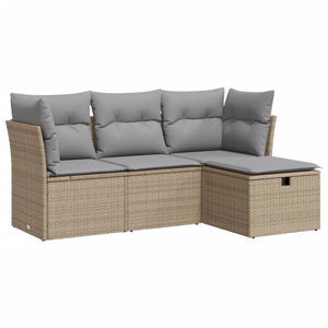 Set Divano da Giardino 4 pz con Cuscini-Sofa da Giardino-Divanetto da esterno Beige in Polyrattan 931950