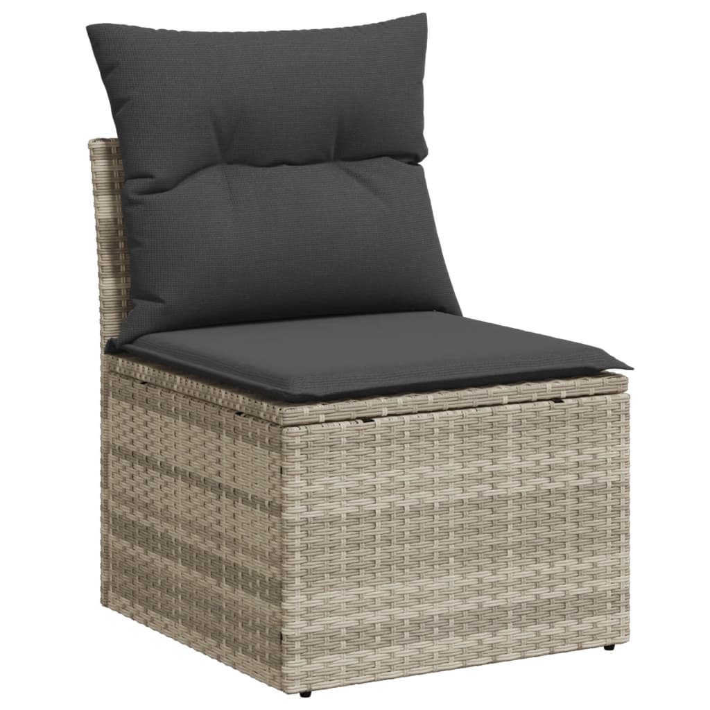 Set Divano da Giardino 4 pz con Cuscini-Sofa da Giardino-Divanetto da esterno Grigio Chiaro Polyrattan 369709