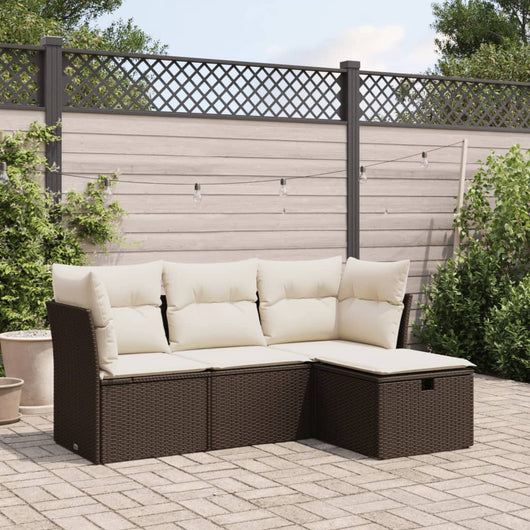 vidaXL Set Divano da Giardino 4 pz con Cuscini Marrone in Polyrattan