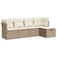 vidaXL Set Divano da Giardino 5 pz con Cuscini Beige in Polyrattan