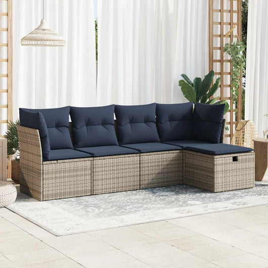 vidaXL Set Divano da Giardino 5 pz con Cuscini Grigio in Polyrattan