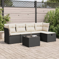 vidaXL Set Divano da Giardino 6 pz con Cuscini Nero in Polyrattan