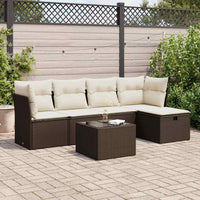 vidaXL Set Divano da Giardino 6 pz con Cuscini Marrone in Polyrattan