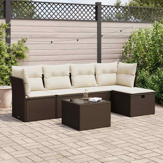 vidaXL Set Divano da Giardino 6 pz con Cuscini Marrone in Polyrattan