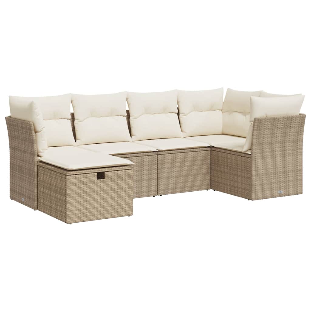 vidaXL Set Divano da Giardino 6 pz con Cuscini Beige in Polyrattan