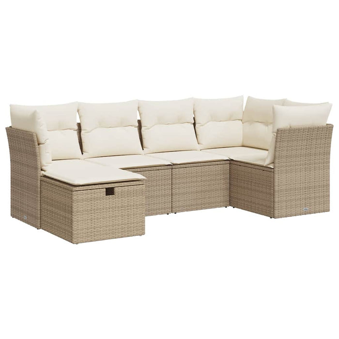 vidaXL Set Divano da Giardino 6 pz con Cuscini Beige in Polyrattan