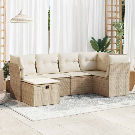 vidaXL Set Divano da Giardino 6 pz con Cuscini Beige in Polyrattan