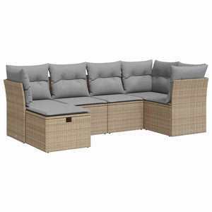 vidaXL Set Divano da Giardino 6 pz con Cuscini Beige in Polyrattan
