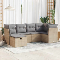 vidaXL Set Divano da Giardino 6 pz con Cuscini Beige in Polyrattan