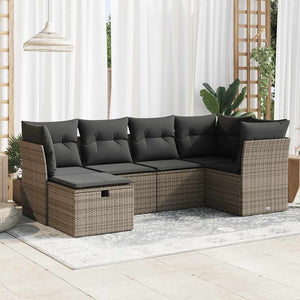 vidaXL Set Divano da Giardino 6 pz con Cuscini Grigio in Polyrattan