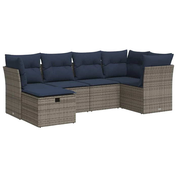 vidaXL Set Divano da Giardino 6 pz con Cuscini Grigio in Polyrattan