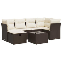 vidaXL Set Divani da Giardino 7 pz con Cuscini Marrone in Polyrattan