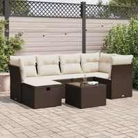vidaXL Set Divani da Giardino 7 pz con Cuscini Marrone in Polyrattan