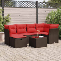 vidaXL Set Divani da Giardino 7 pz con Cuscini Marrone in Polyrattan