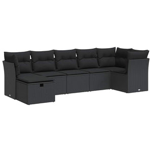 Set Divani da Giardino con Cuscini 7pz Nero Polyrattan 3325301