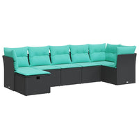 Set Divani da Giardino con Cuscini 7pz Nero Polyrattan 3325303