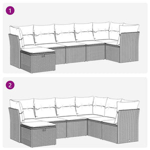 Set Divani da Giardino con Cuscini 7pz Nero Polyrattan 3325303