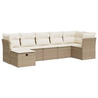 Set Divani da Giardino 7 pz con Cuscini Beige in Polyrattan