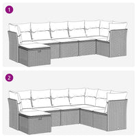 Set Divani da Giardino 7 pz con Cuscini Beige in Polyrattan