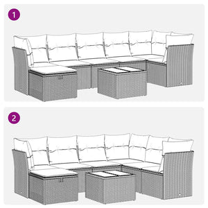 Set Divani da Giardino con Cuscini 8 pz Nero in Polyrattan 3325313