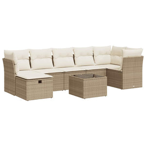 vidaXL Set Divano da Giardino 8 pz con Cuscini Beige in Polyrattan