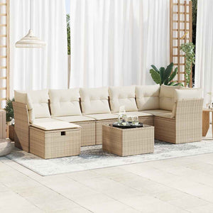 vidaXL Set Divano da Giardino 8 pz con Cuscini Beige in Polyrattan