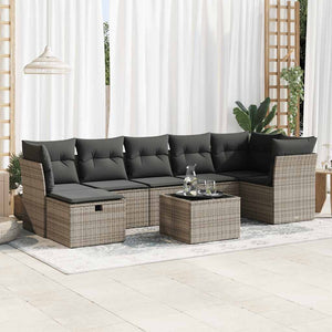 vidaXL Set Divano da Giardino 8 pz con Cuscini Grigio in Polyrattan