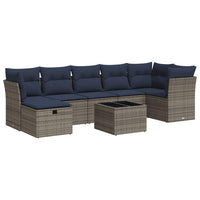 vidaXL Set Divano da Giardino 8 pz con Cuscini Grigio in Polyrattan