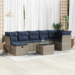 vidaXL Set Divano da Giardino 8 pz con Cuscini Grigio in Polyrattan