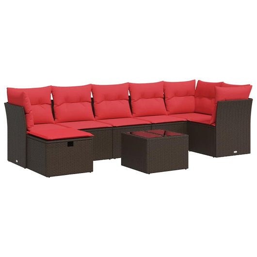 vidaXL Set Divani da Giardino 8 pz con Cuscini Marrone in Polyrattan