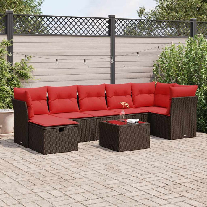 vidaXL Set Divani da Giardino 8 pz con Cuscini Marrone in Polyrattan