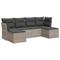 vidaXL Set Divano da Giardino 6pz con Cuscini Grigio Chiaro Polyrattan