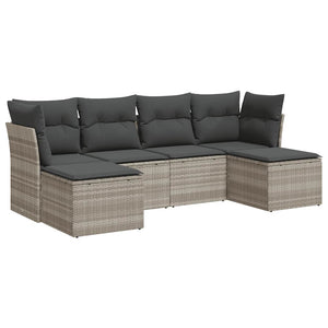 vidaXL Set Divano da Giardino 6pz con Cuscini Grigio Chiaro Polyrattan
