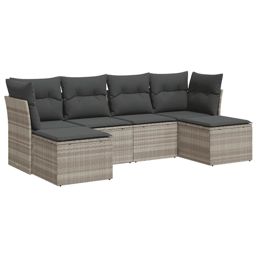 vidaXL Set Divano da Giardino 6pz con Cuscini Grigio Chiaro Polyrattan
