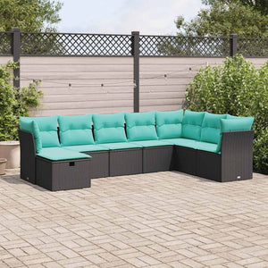 Set Divani da Giardino con Cuscini 8 pz Nero in Polyrattan 3325333