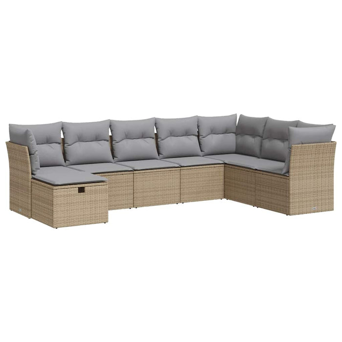 vidaXL Set Divano da Giardino 8 pz con Cuscini Beige in Polyrattan