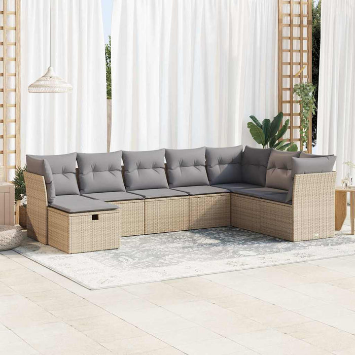 vidaXL Set Divano da Giardino 8 pz con Cuscini Beige in Polyrattan