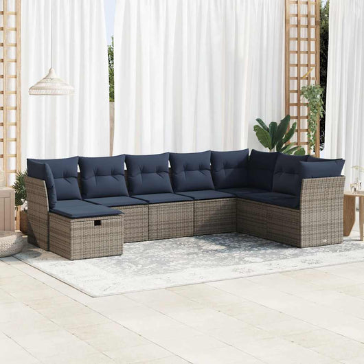 vidaXL Set Divano da Giardino 8 pz con Cuscini Grigio in Polyrattan