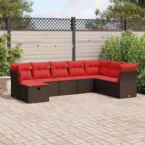 vidaXL Set Divani da Giardino 8 pz con Cuscini Marrone in Polyrattan