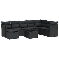 Set Divani da Giardino 9 pz con Cuscini Nero in Polyrattan 3325341