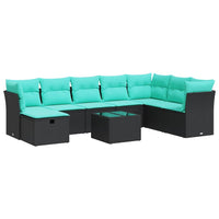 Set Divani da Giardino 9 pz con Cuscini Nero in Polyrattan 3325343