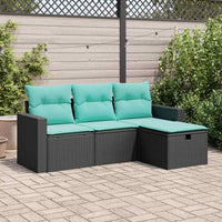 Set Divani da Giardino 4 pz con Cuscini Nero in Polyrattan 3325353