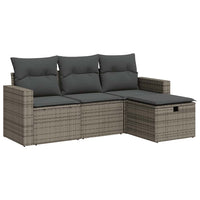 vidaXL Set Divani da Giardino 4 pz con Cuscini in Polyrattan Grigio
