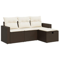 Set Divano da Giardino 4 pz con Cuscini-Sofa da Giardino-Divanetto da esterno Marrone in Polyrattan 795383