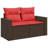 Set Divano da Giardino 4 pz con Cuscini-Sofa da Giardino-Divanetto da esterno Marrone in Polyrattan 598016